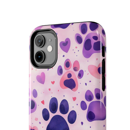 Purple Paw Print iPhone Case - Playful Pet Lover’s Protective Cover