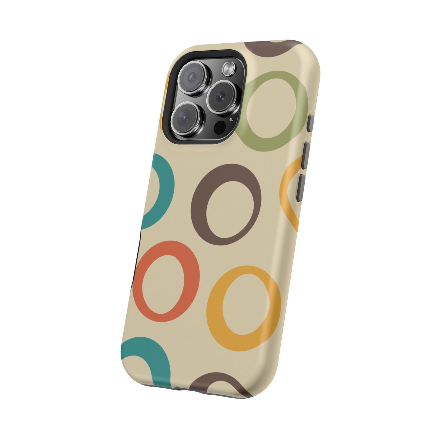 Retro Colorful Rings MagSafe iPhone Case – Shockproof, Matte Finish, Dual-Layer Protection