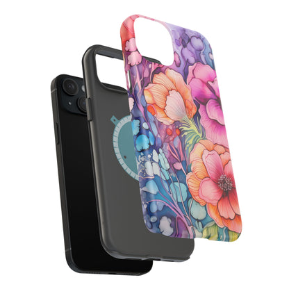 Bright Watercolor Floral Splash MagSafe iPhone Series Case – Bold Artistic Design