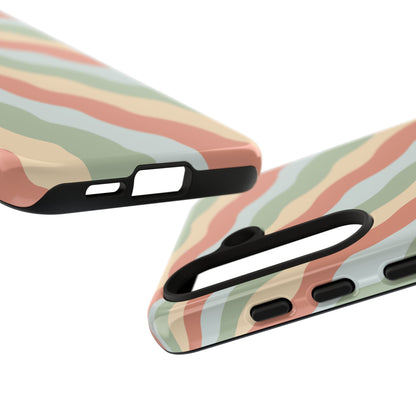 Earthy Retro Waves Samsung Galaxy Case – 70s-Inspired Wavy Stripes in Soft Green, Cream, and Rust