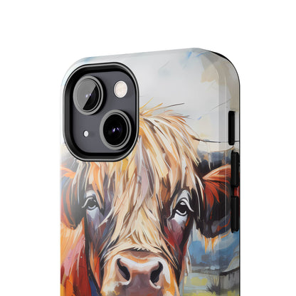 Cute Western Phone Case | Highland Cow | Robust Rocky Mountain-Inspired | Expressionism | Fresco