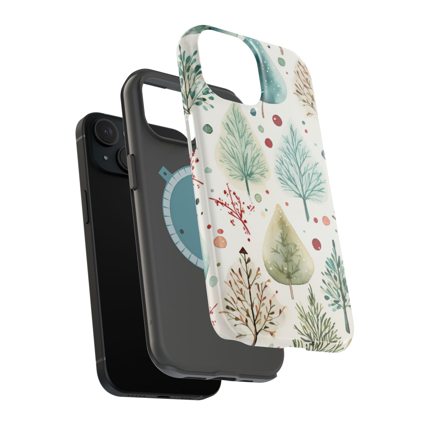 Watercolor Winter Trees MagSafe iPhone Case – Nature-Inspired, Holiday Theme Protective Cover