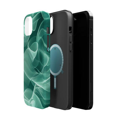 Emerald Flow MagSafe iPhone Case – Translucent Green Fabric-Inspired Design