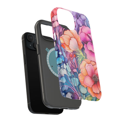 Bright Watercolor Floral Splash MagSafe iPhone Series Case – Bold Artistic Design