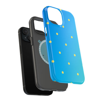 Blue Ocean Gradient Polka Dots MagSafe iPhone Case – Shockproof, Smooth Matte Finish, Dual-Layer Design