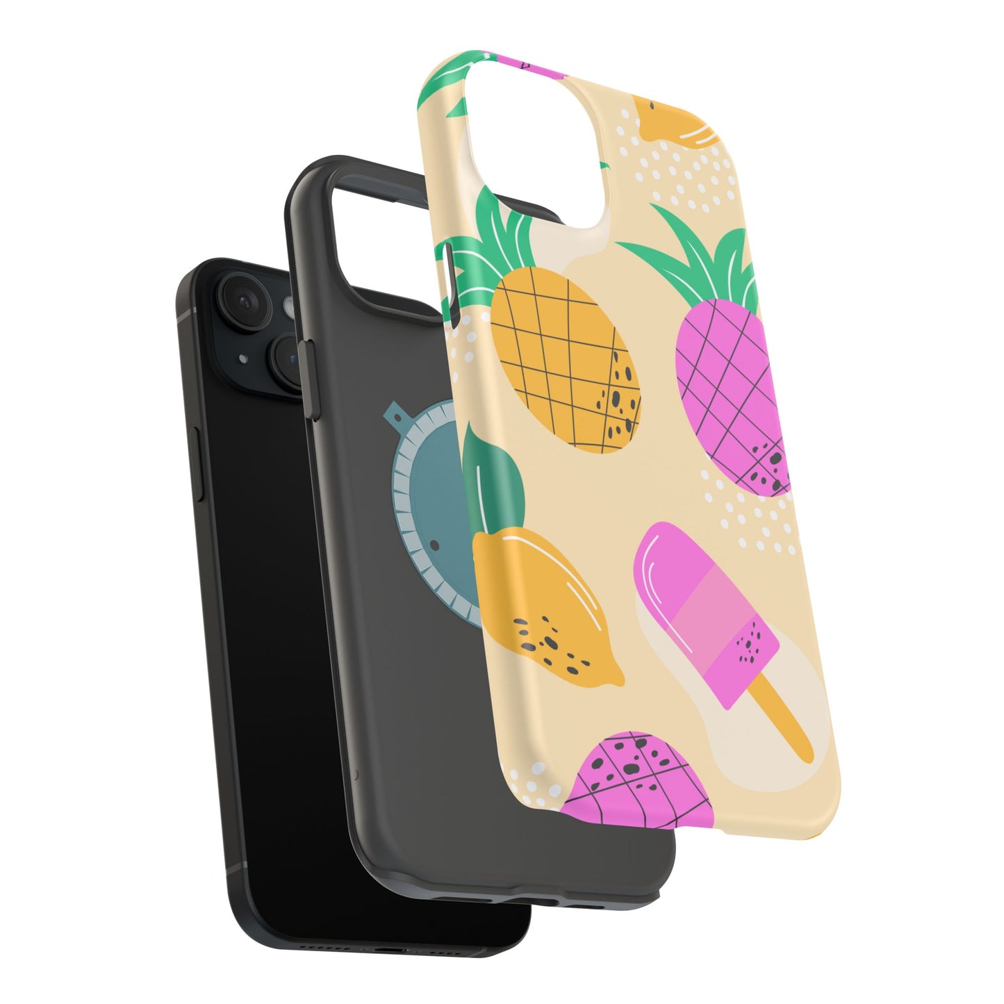 Tropical Pop MagSafe iPhone Case – Fun Pineapple & Lemon Design with Vibrant Summery Colors