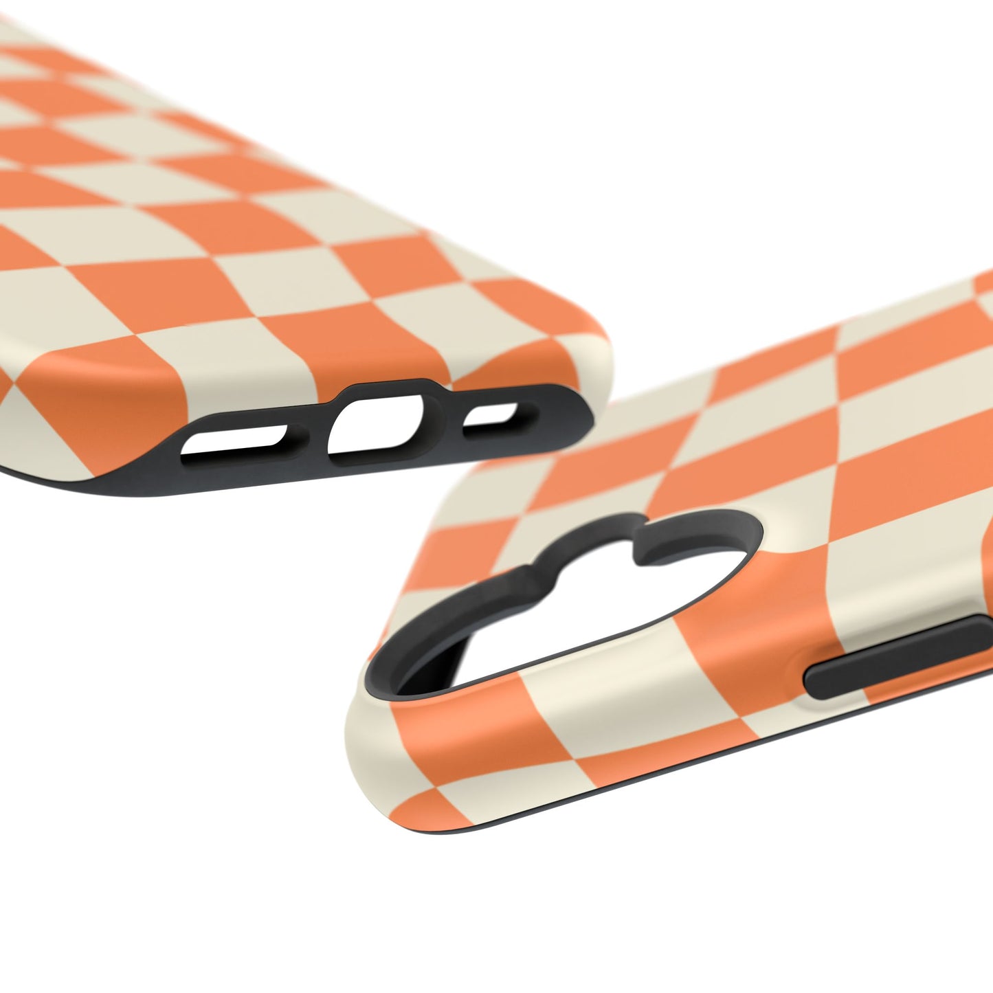 Wavy Retro Checkerboard MagSafe iPhone Case – Shockproof, Matte Finish, Dual-Layer Protection