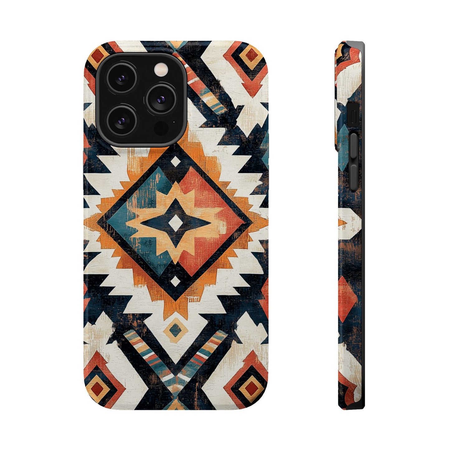 Vintage Southwestern Diamond Tough MagSafe iPhone Case – Rustic Tribal Design, Dual-Layer Protection