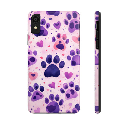 Purple Paw Print iPhone Case - Playful Pet Lover’s Protective Cover