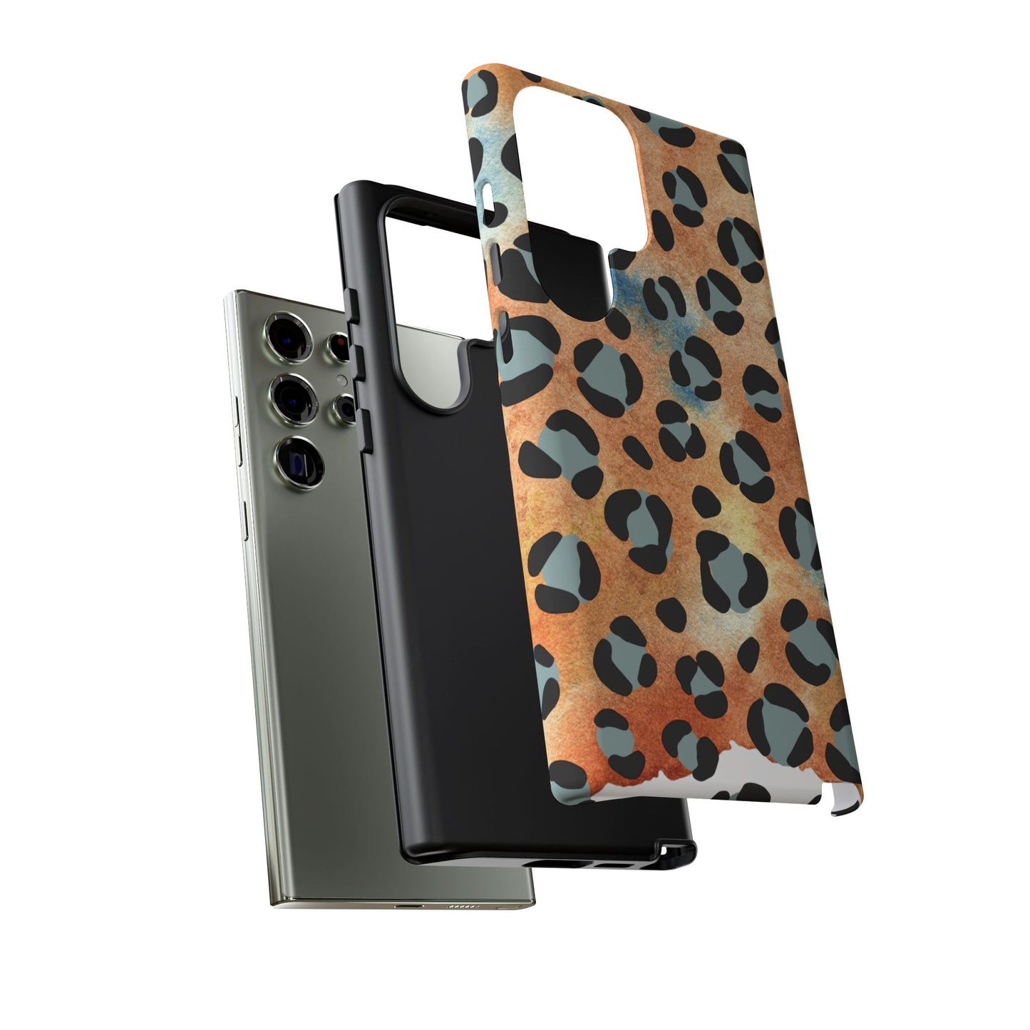 Sunset Watercolor Leopard Print Tough Samsung Galaxy Case – Artistic Animal Pattern with Dual-Layer Protection