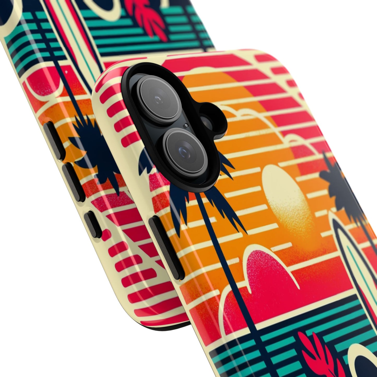 Retro Beach Vibes iPhone Case - Sunset Surfing Protective Cover