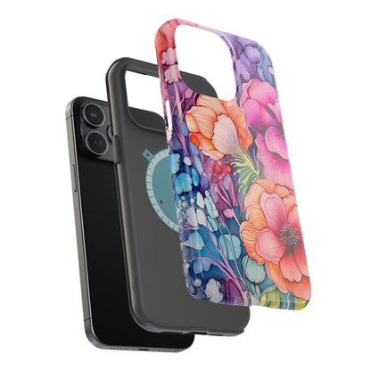 Bright Watercolor Floral Splash MagSafe iPhone Series Case – Bold Artistic Design