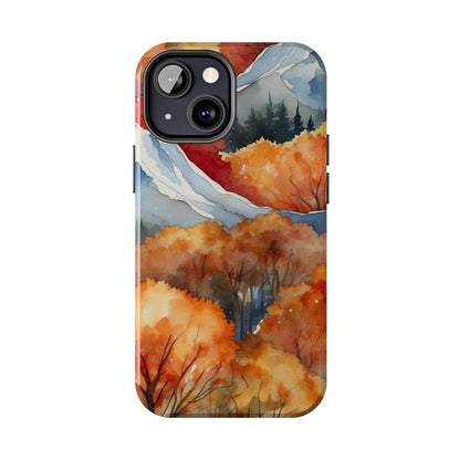 Autumn Mountain Forest Watercolor - iPhone Case