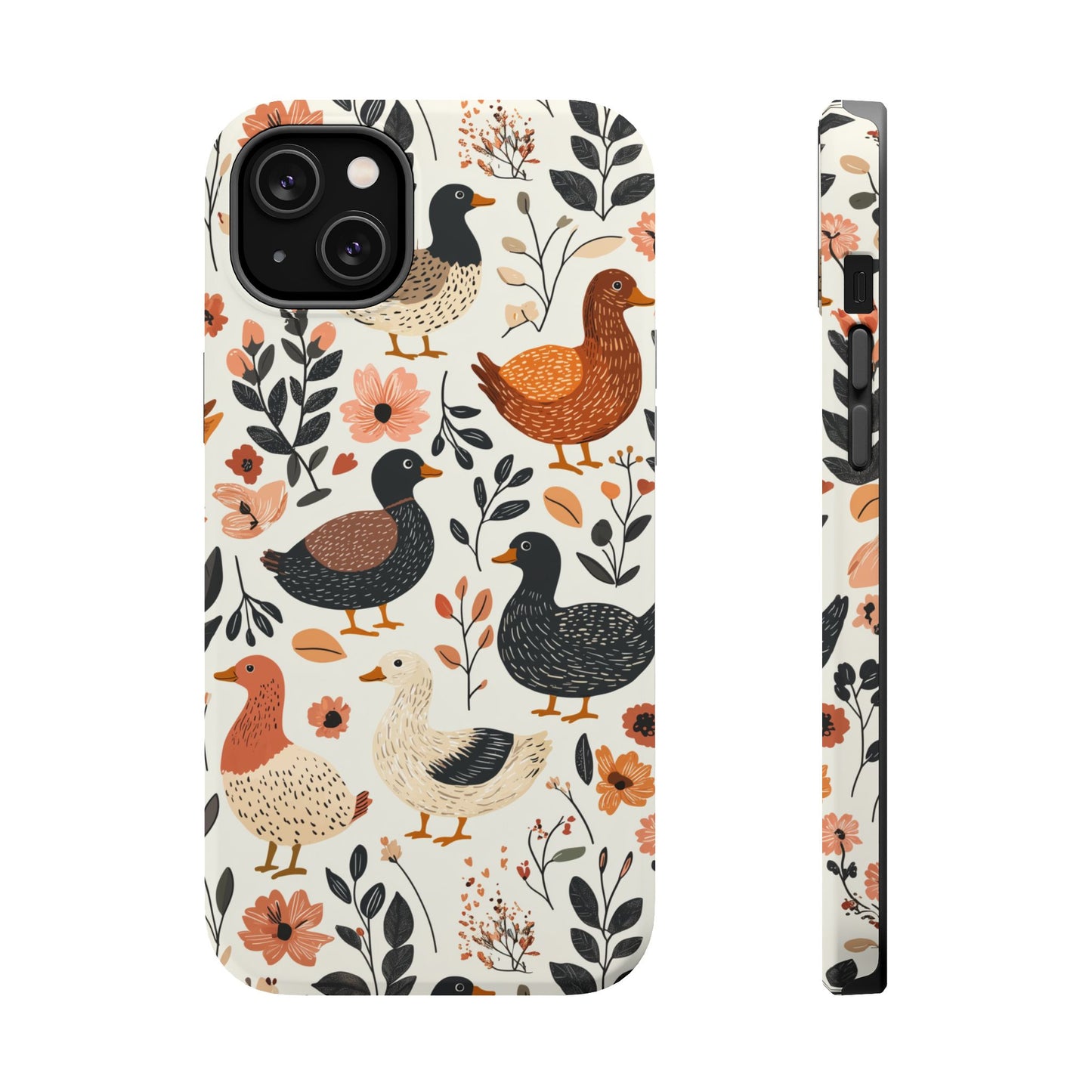 MagSafe iPhone Case: Vintage Duck – Floral & Leaf Design