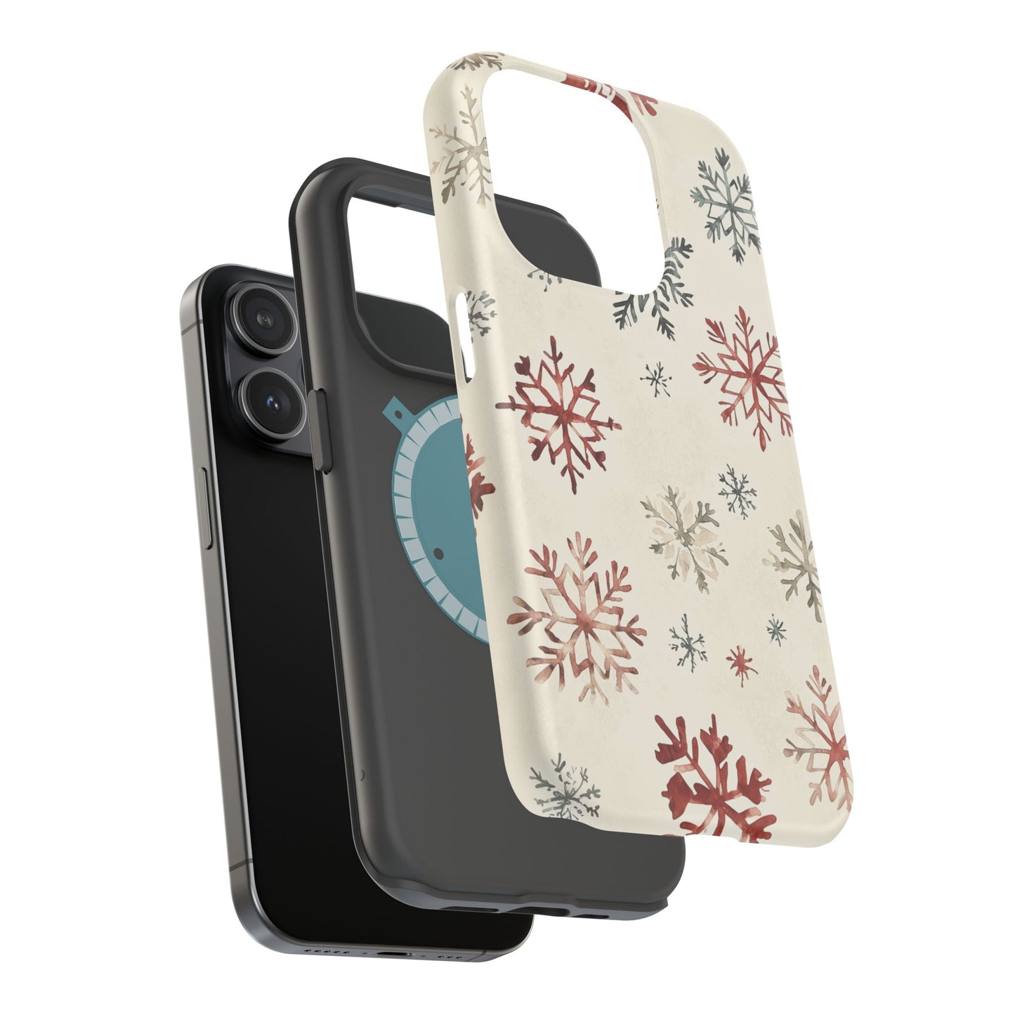 Vintage Red and Gray Snowflake Pattern – MagSafe iPhone Series Case