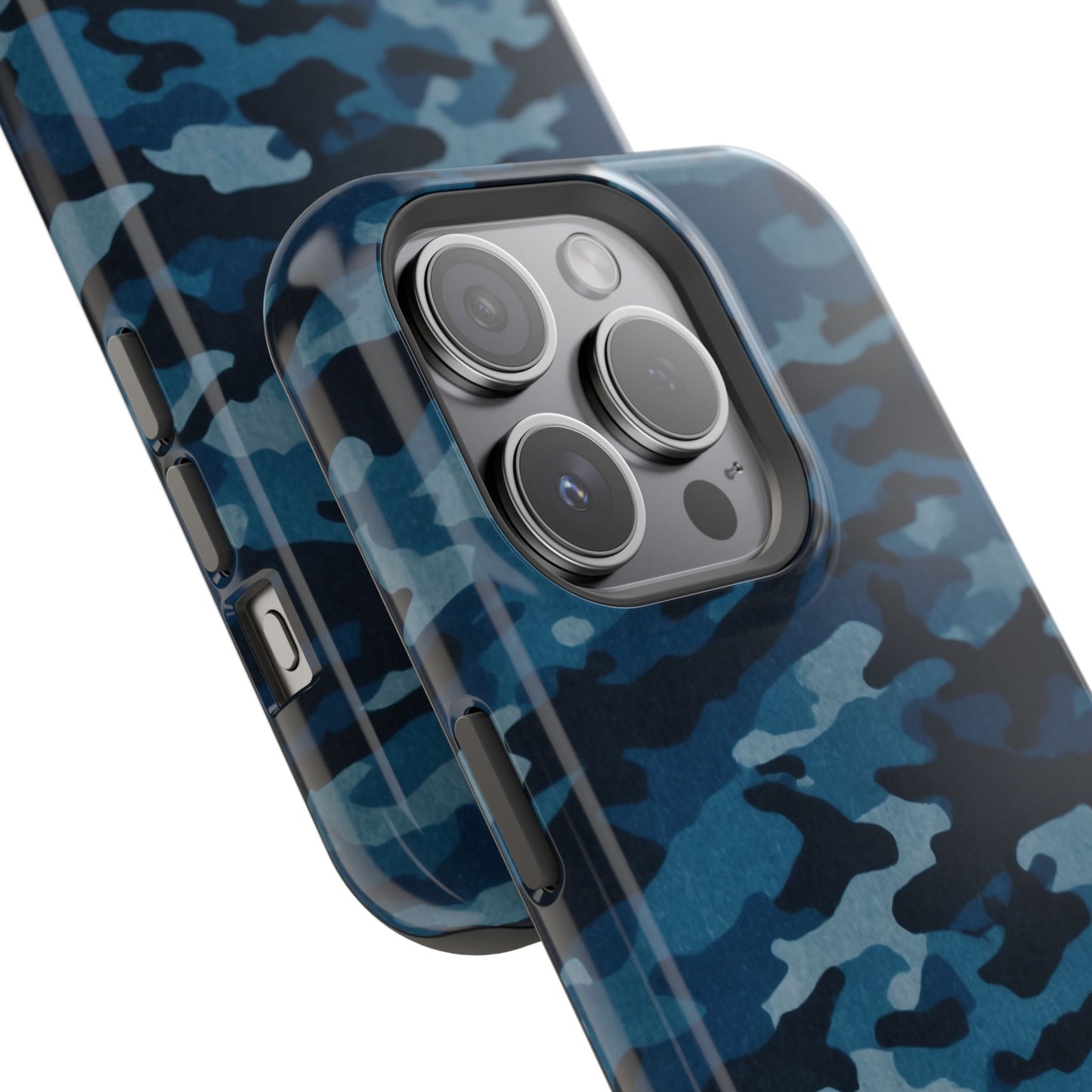 Dark Blue Camouflage – MagSafe iPhone Case with Modern Rugged Style