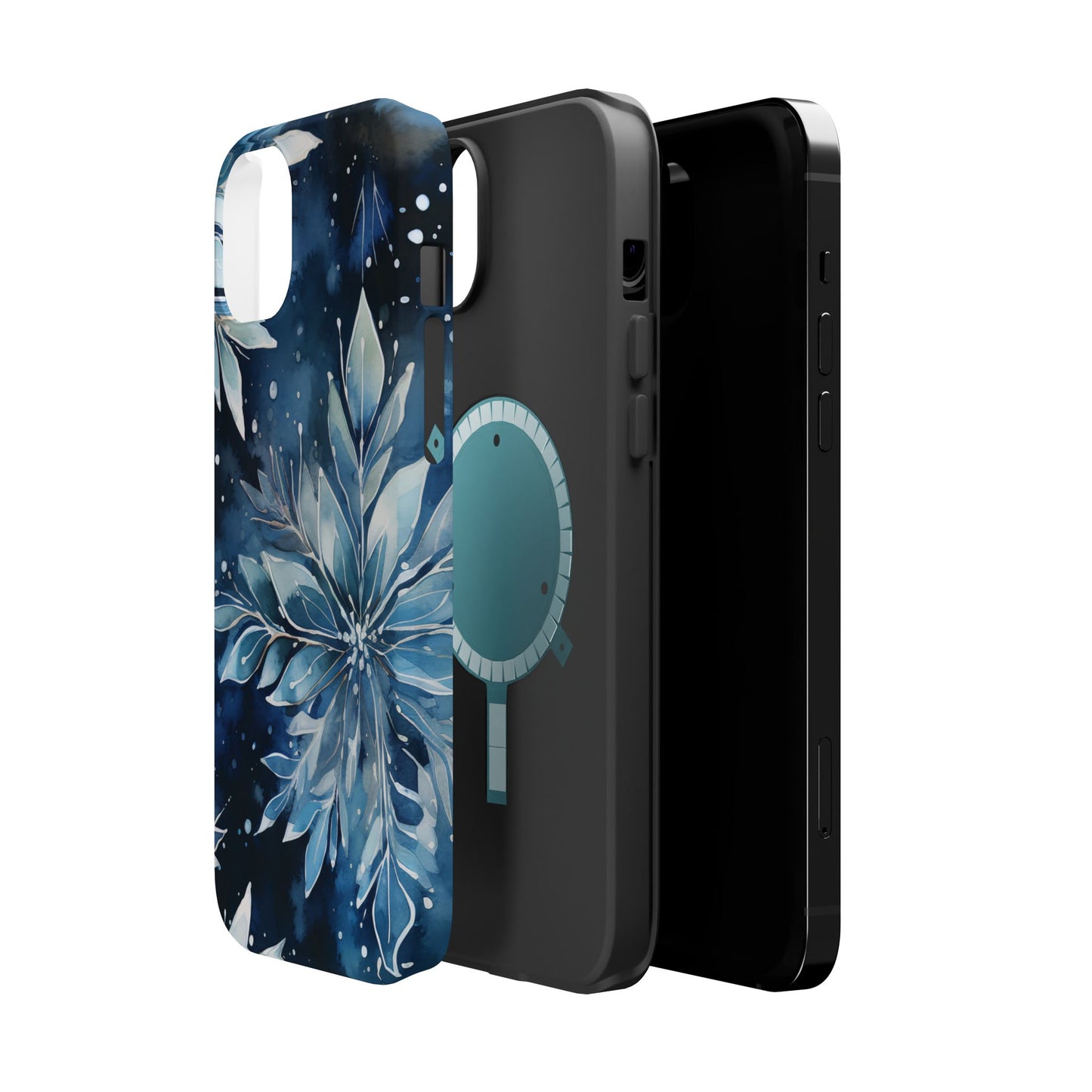 Winter’s Embrace – Blue Snowflake MagSafe iPhone Case