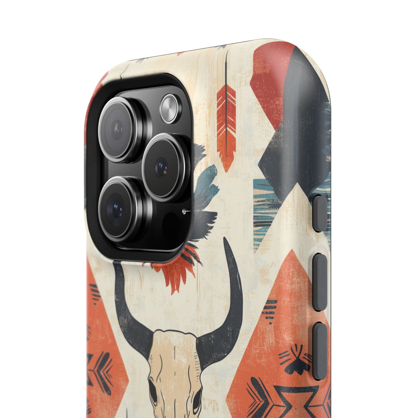 Southwestern Boho Skull Tough MagSafe iPhone Case – Durable Matte Finish, Dual-Layer Protection