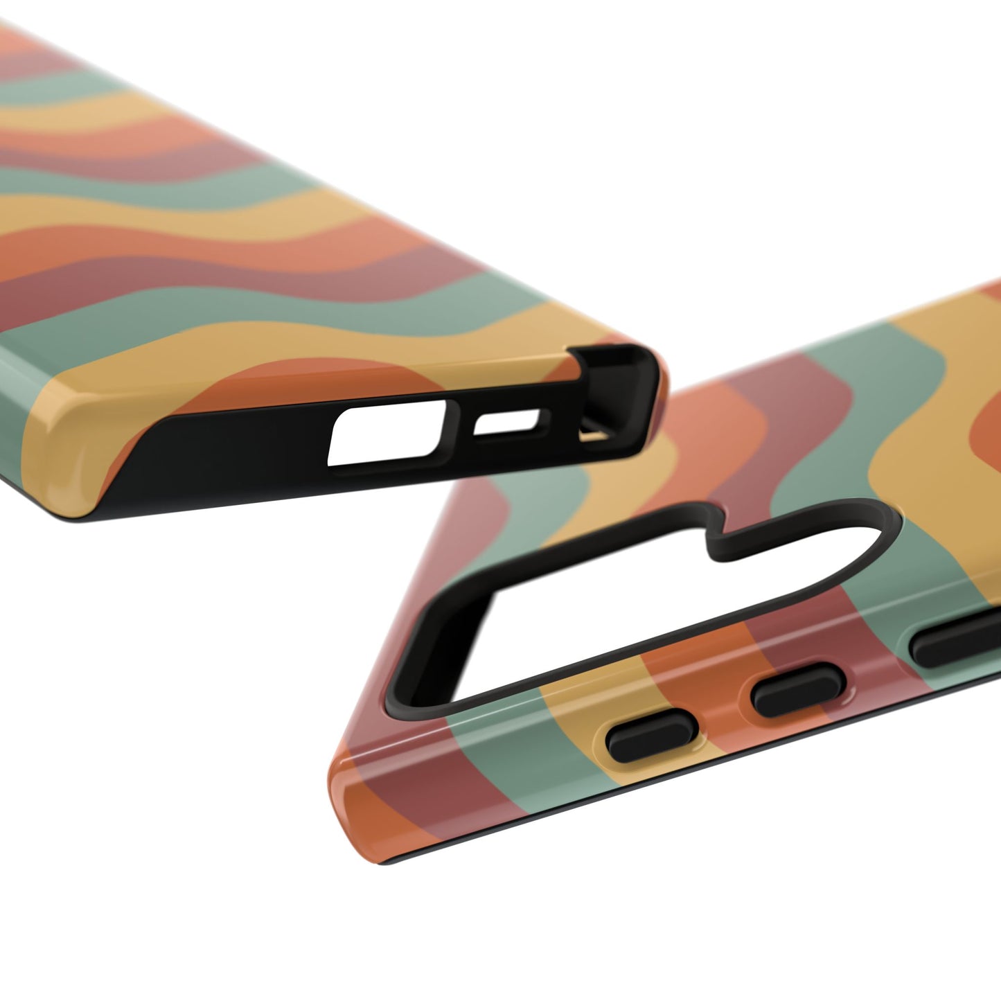 Retro Vibe Wavy Stripes Samsung Galaxy Case – 70s-Inspired in Teal, Orange, and Rust