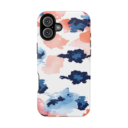 Abstract Coral & Navy Watercolor Design – MagSafe iPhone Case