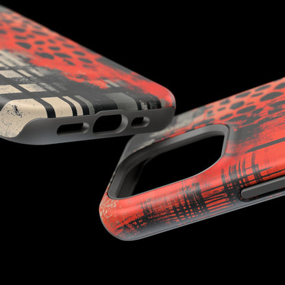 MagSafe iPhone Case: Cheetah Plaid – Red & Black Pattern