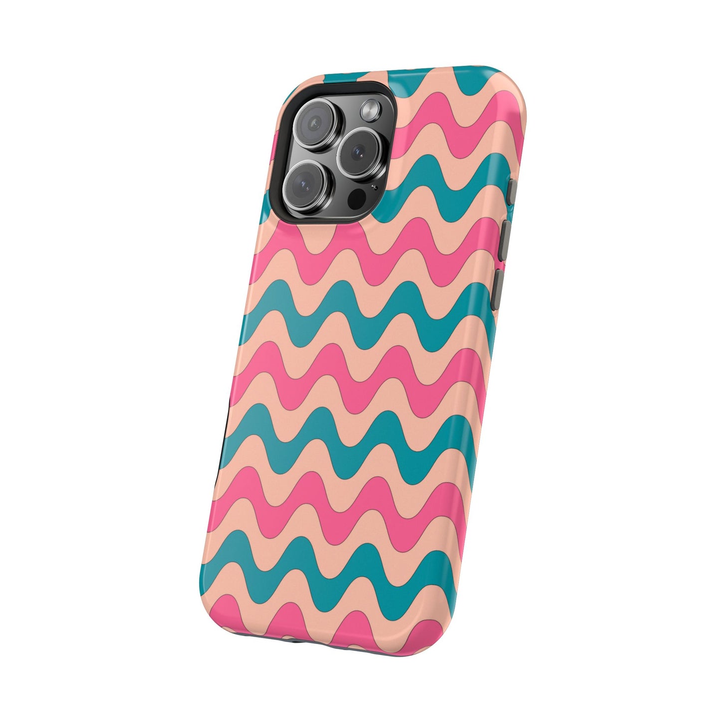 Retro Waves Pattern MagSafe iPhone Case – Shockproof Design with Dual-Layer Protection