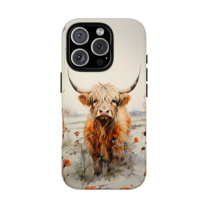 Cutest Highland Cow & Flowers Phone Case!