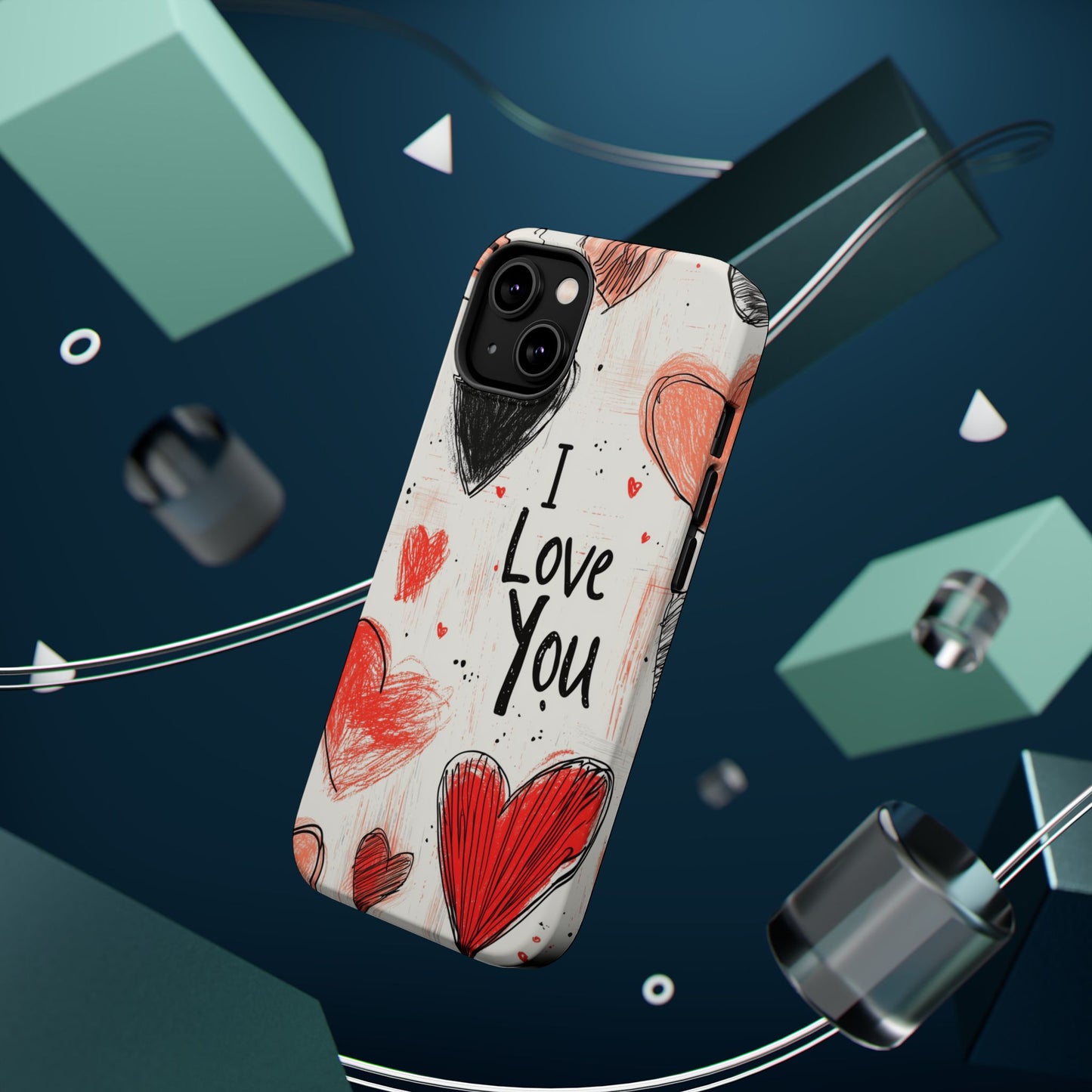 Romantic "I Love You" Heart Sketch - MagSafe Compatible Case