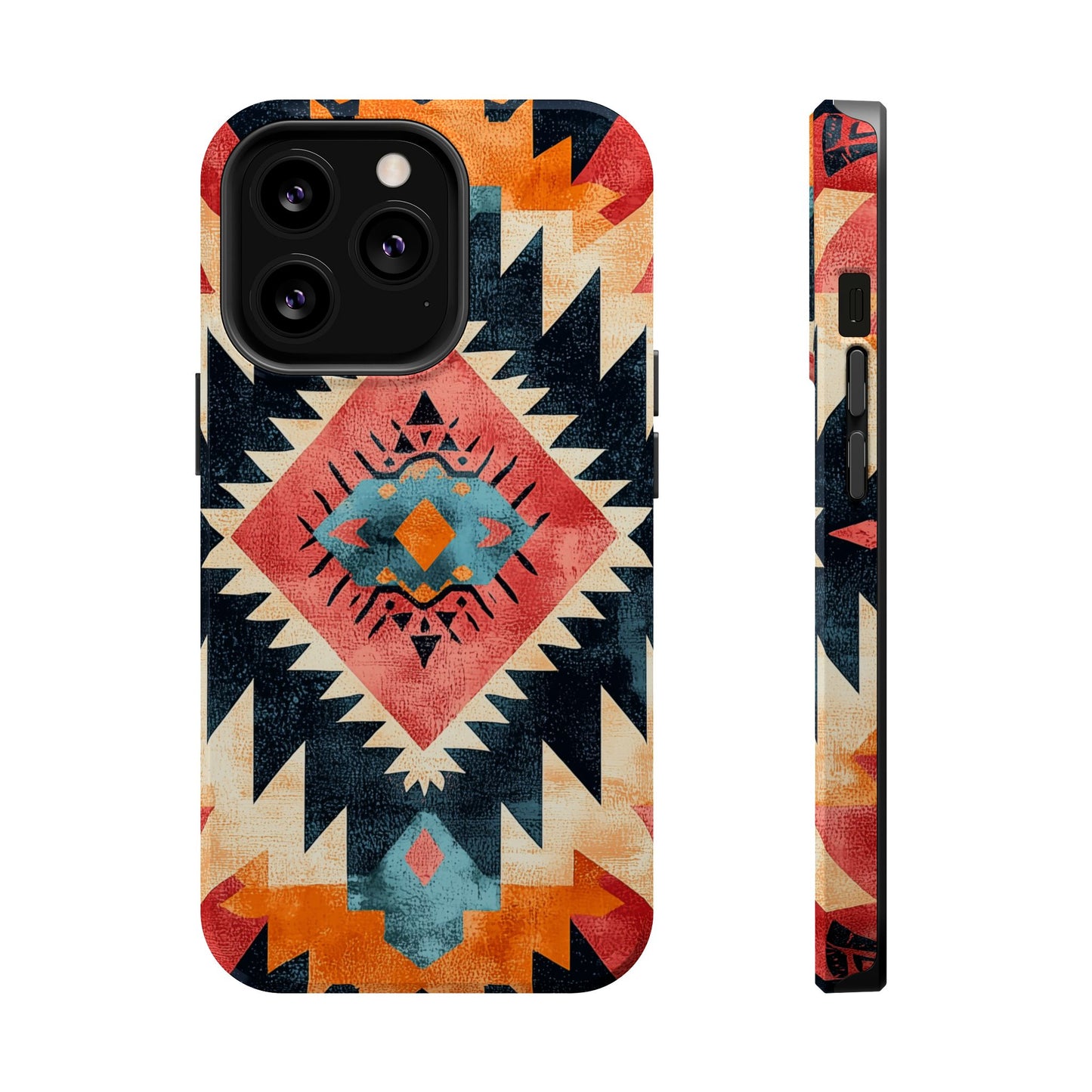 Bold Aztec Pattern Tough MagSafe iPhone Case – Vibrant Geometric Design, Dual-Layer Protection