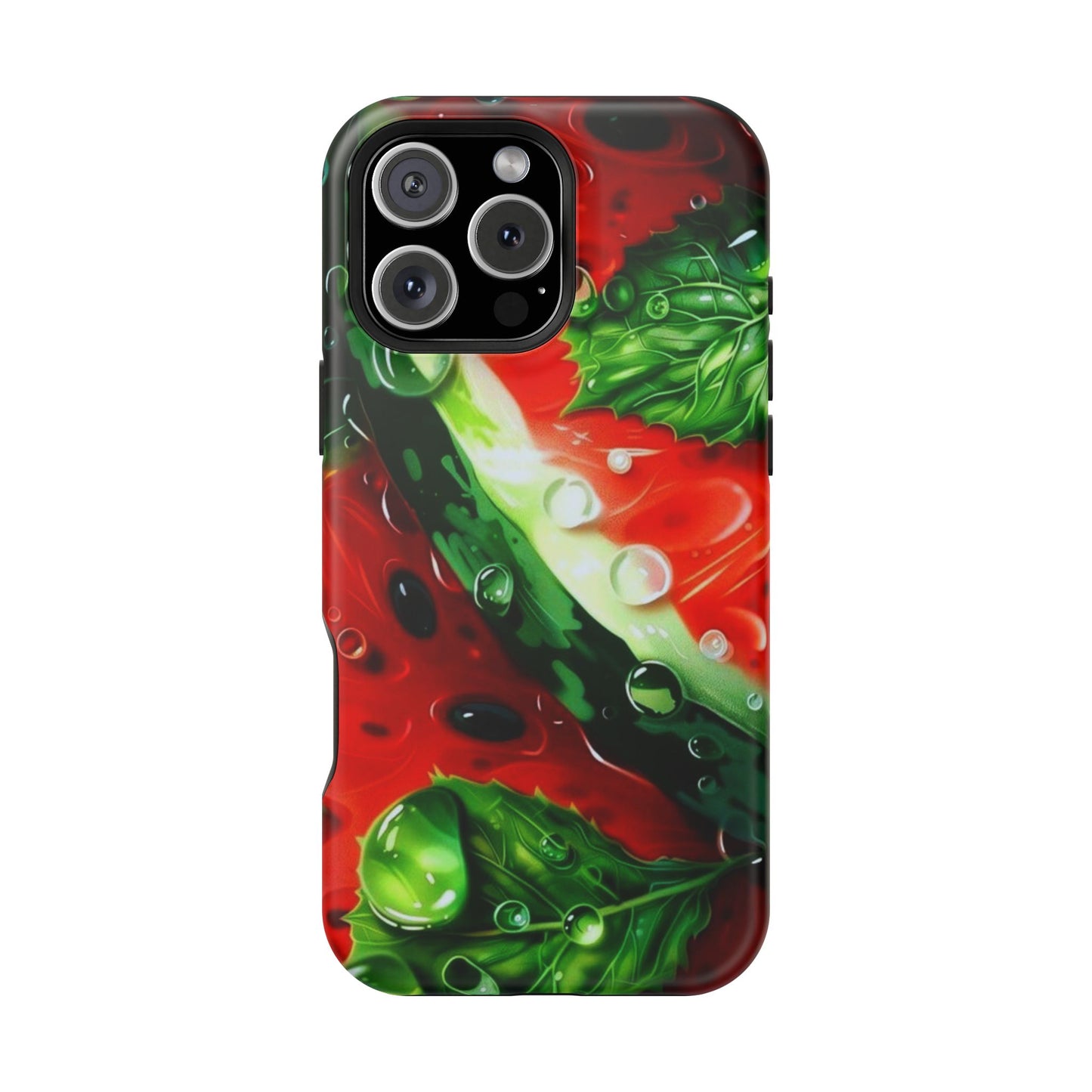 Juicy Watermelon & Mint MasSafe iPhone Case – Tough Dual-Layer, Vibrant Summer Design