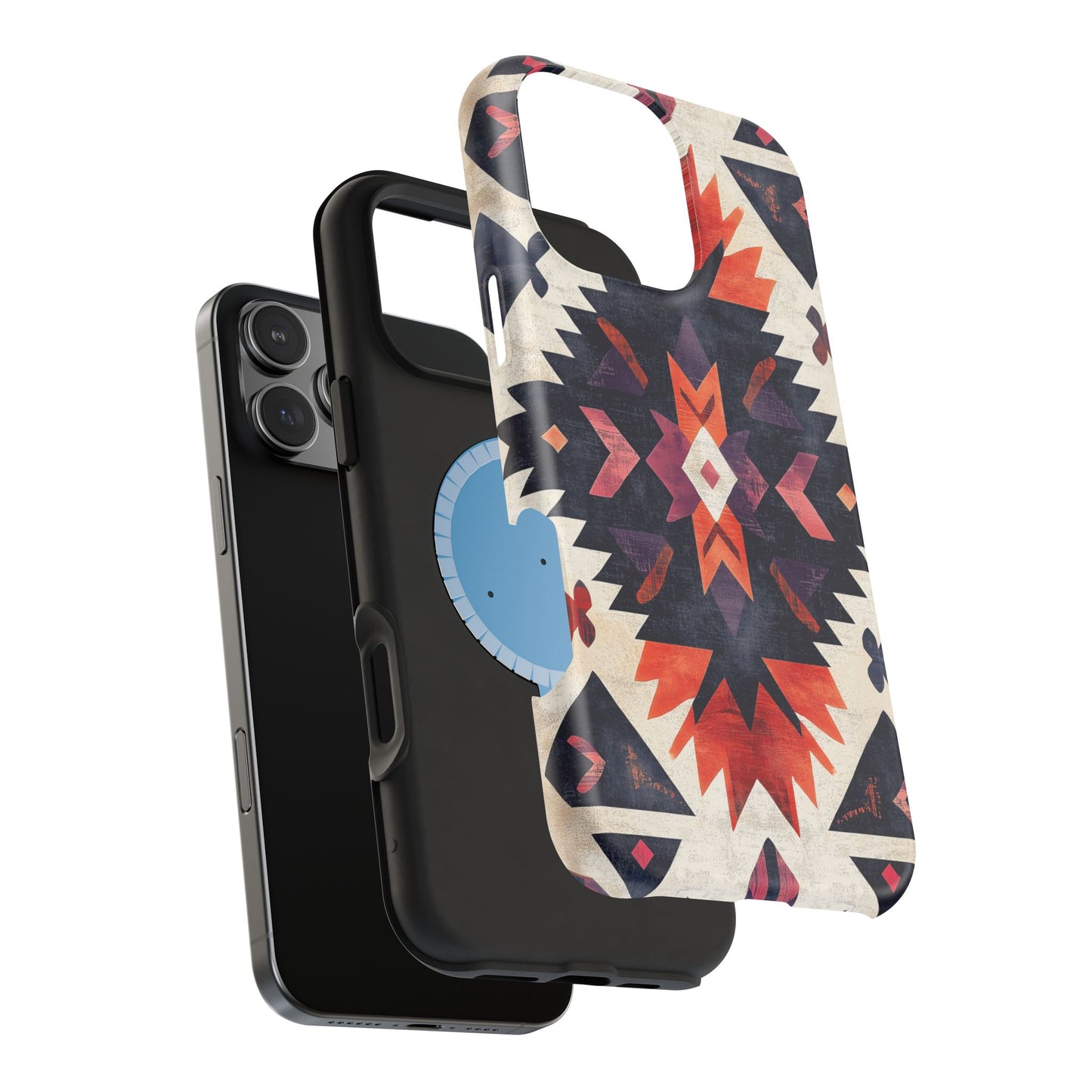 Boho Tribal Starburst Tough MagSafe iPhone Case – Vibrant Geometric Design, Dual-Layer Protection