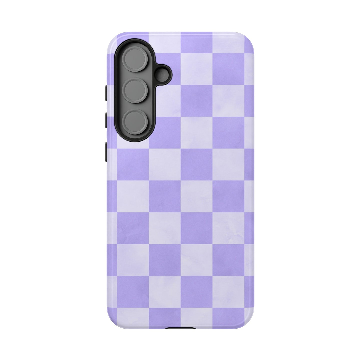 Lavender Checkerboard Samsung Galaxy Case – Shockproof, Smooth Matte Finish, Dual-Layer Design