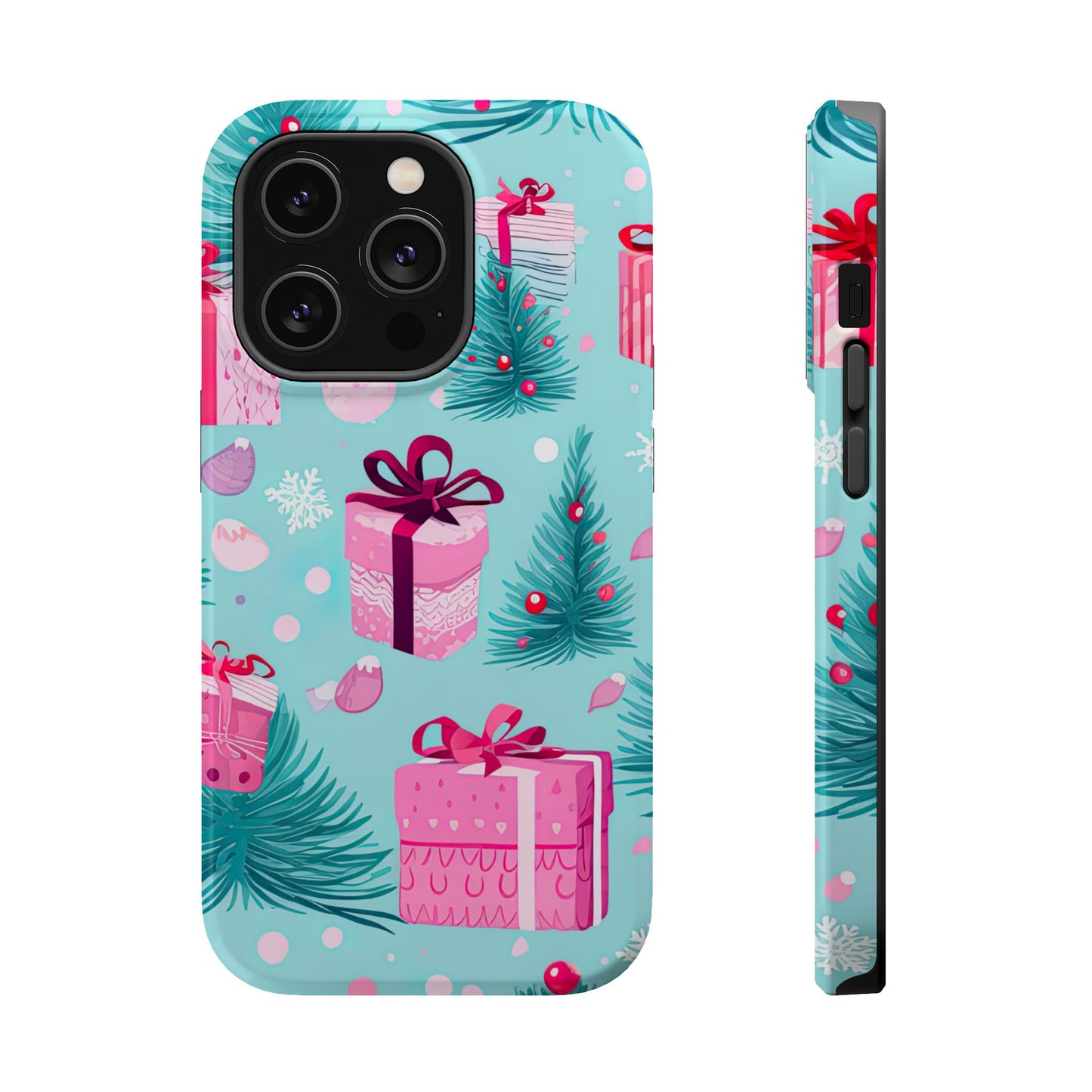 Festive Pink Christmas Gifts and Evergreen MagSafe iPhone Case – Holiday Theme, Protective Cover