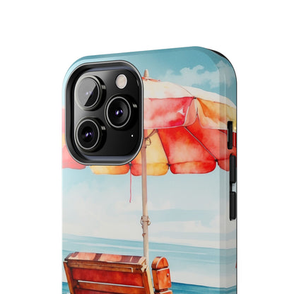 Beachfront Sunset Lounge iPhone Case – Vibrant Watercolor Design