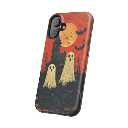 Haunted House & Ghosts MagSafe iPhone Case – Spooky Halloween Full Moon Design