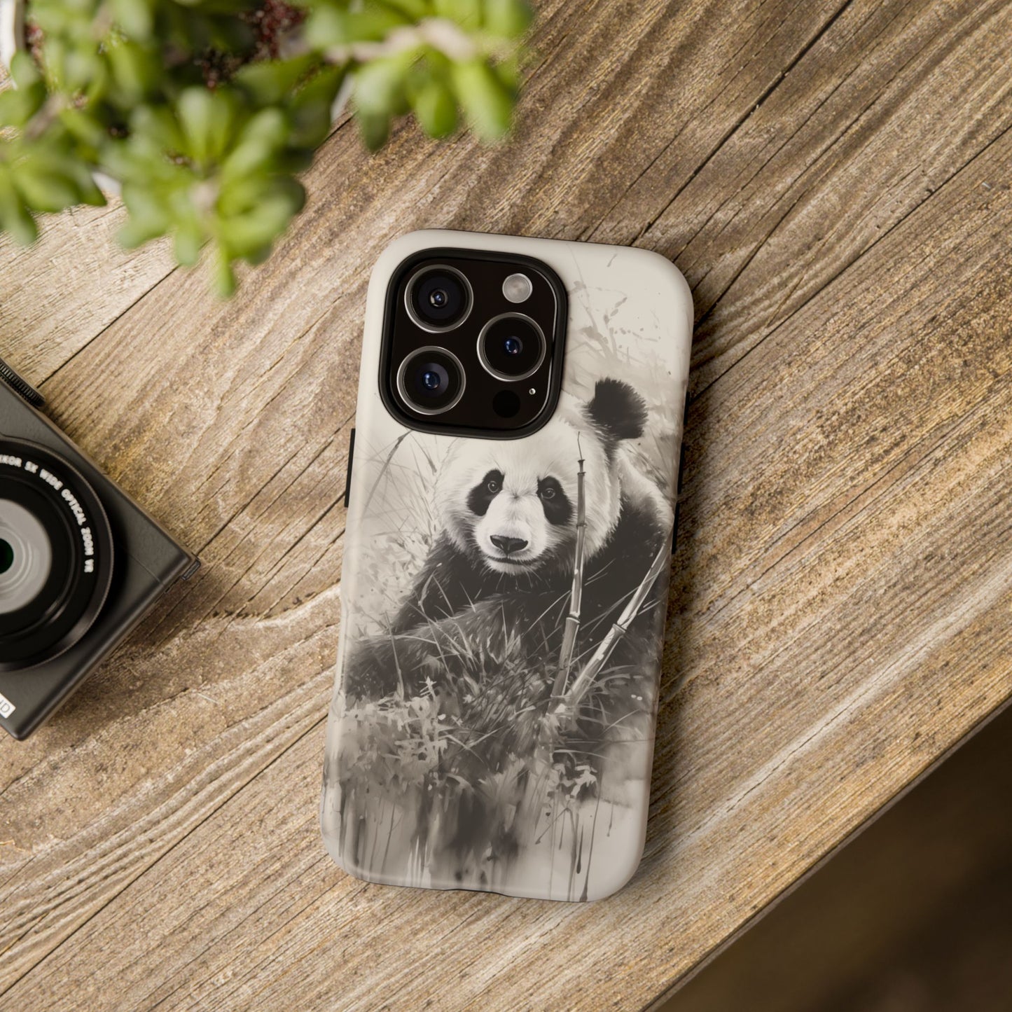 Premium Cute Phone Case: Charcoal Art Panda Bear