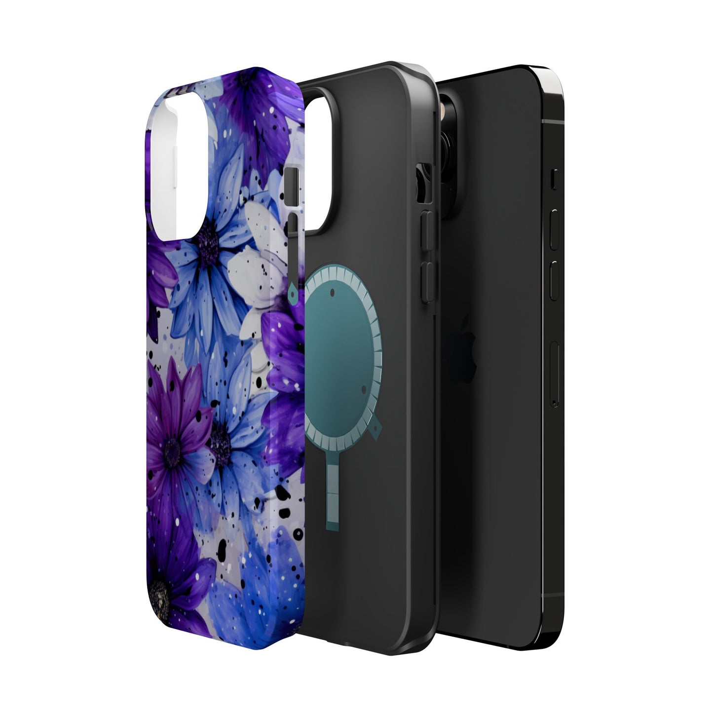 Vibrant Purple & Blue Floral Splash - MagSafe iPhone Series Case