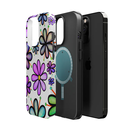 Whimsical Lavender Floral MagSafe iPhone Case – Ultra-Slim, High-Gloss Finish