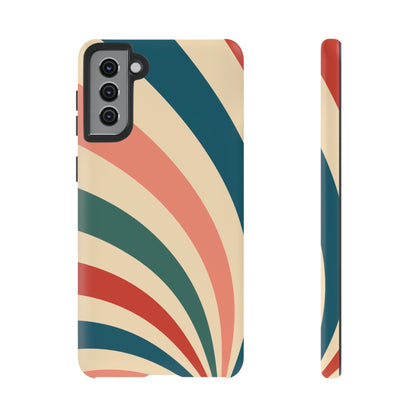 Retro Sunburst Swirl Samsung Galaxy Case – Dual-Layer Protection with Bold 70s Vibes