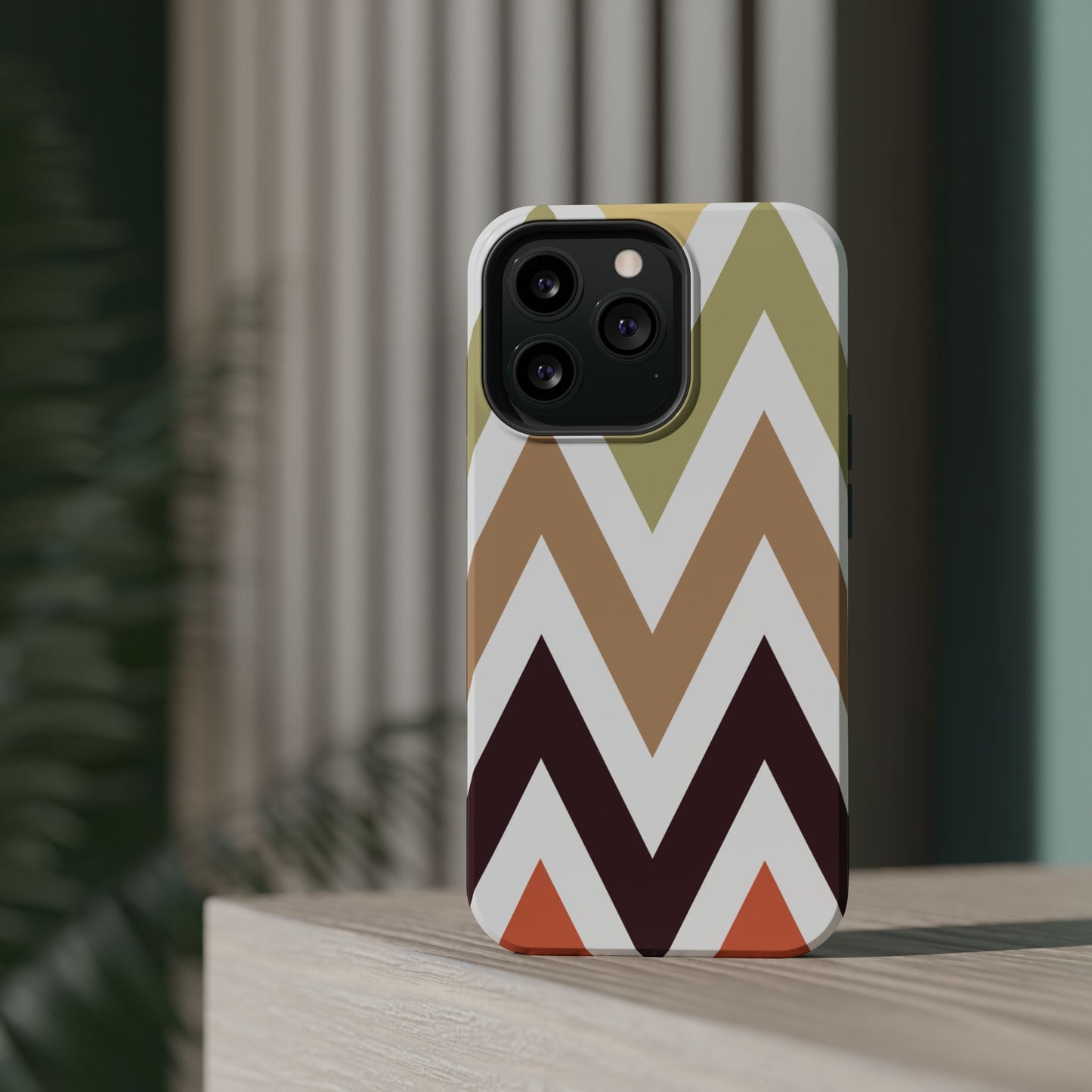 Earthy Chevron MagSafe iPhone Case – Boho-Inspired Design with Dual-Layer Protection