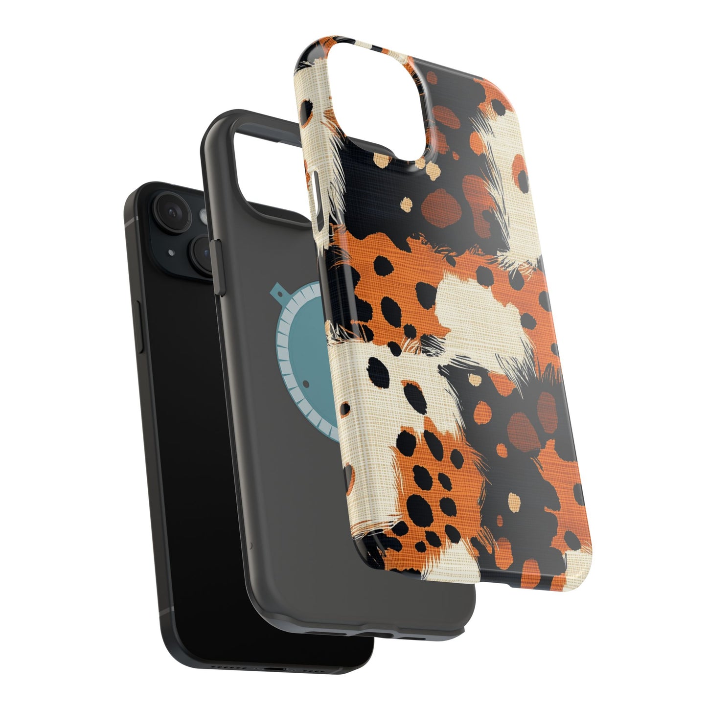 MagSafe iPhone Case: Cheetah Plaid – Brown & Black Pattern