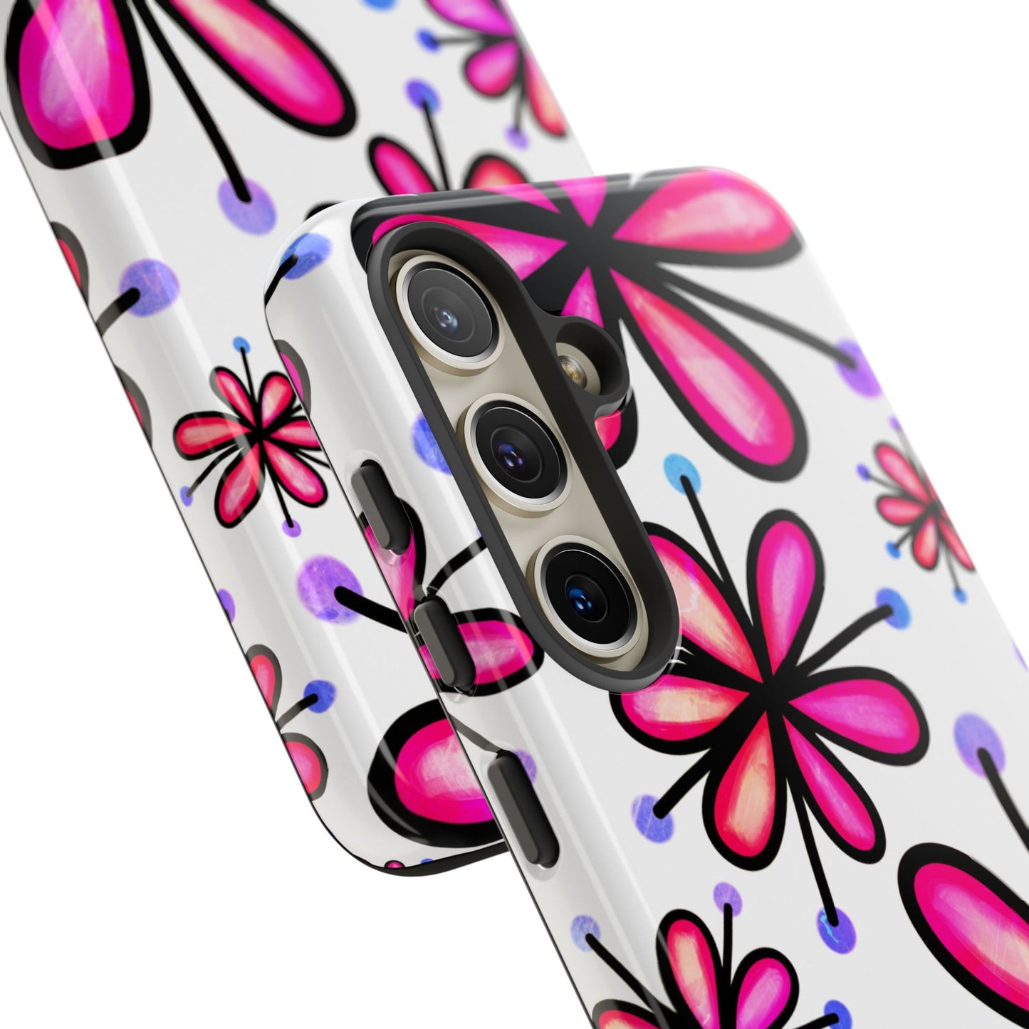 Pink Retro Bloom Samsung Galaxy Case – Ultra-Slim Design, Glossy Finish