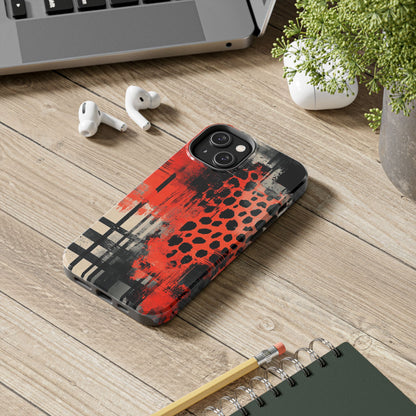 Cheetah Plaid iPhone Case – Red & Black Pattern