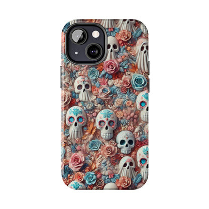 Day of the Dead Floral Skull iPhone Case - Colorful Protective Cover - Halloween Spooky Autumn Case