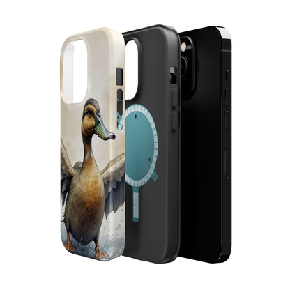 Graceful Duck in Watercolor Scene - MagSafe iPhone Case