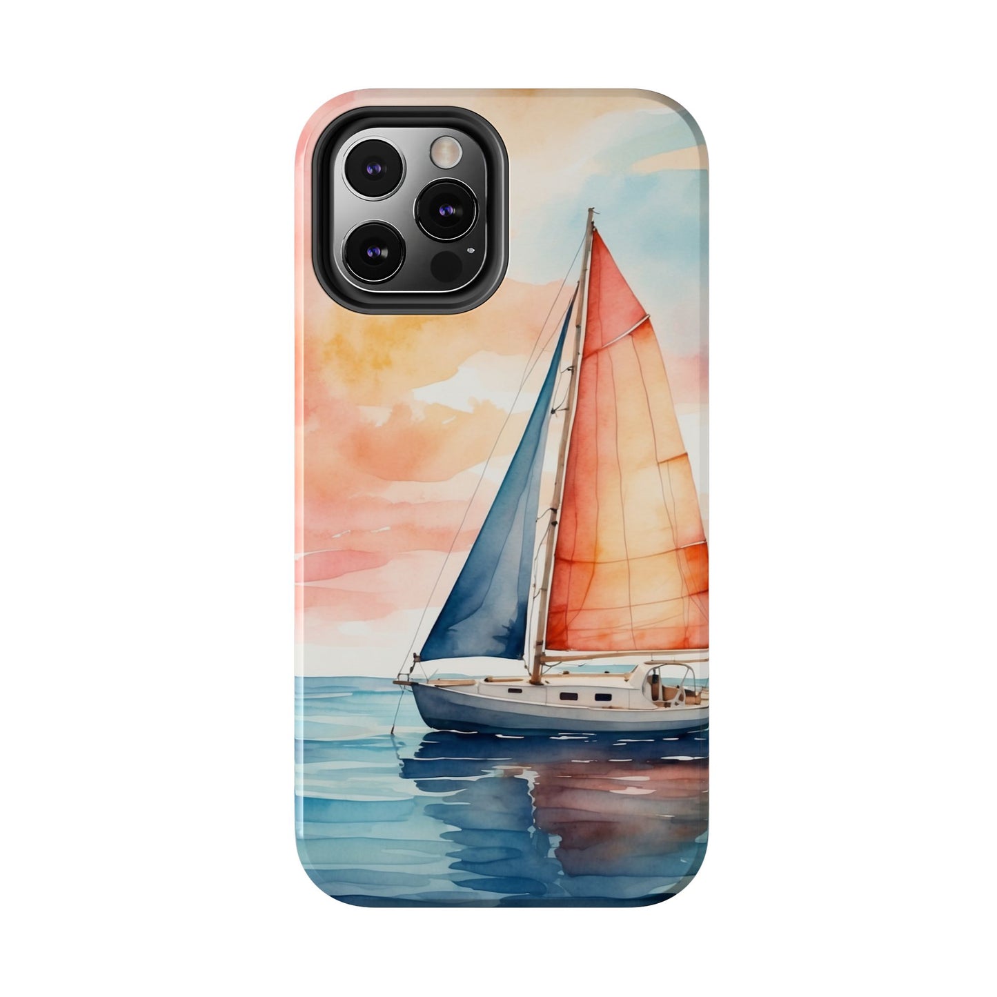 Sunset Sail iPhone Case – Watercolor Sailboat and Sky Design - BOGO Cases