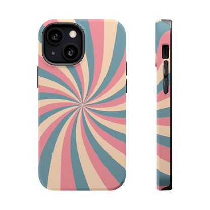 Vintage Pastel Swirl MagSafe iPhone Case – Dual-Layer Protection with 70s-Inspired Design