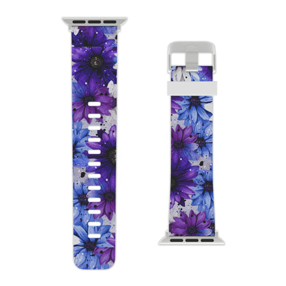 Vibrant Purple & Blue Floral Splash Apple Watch Band