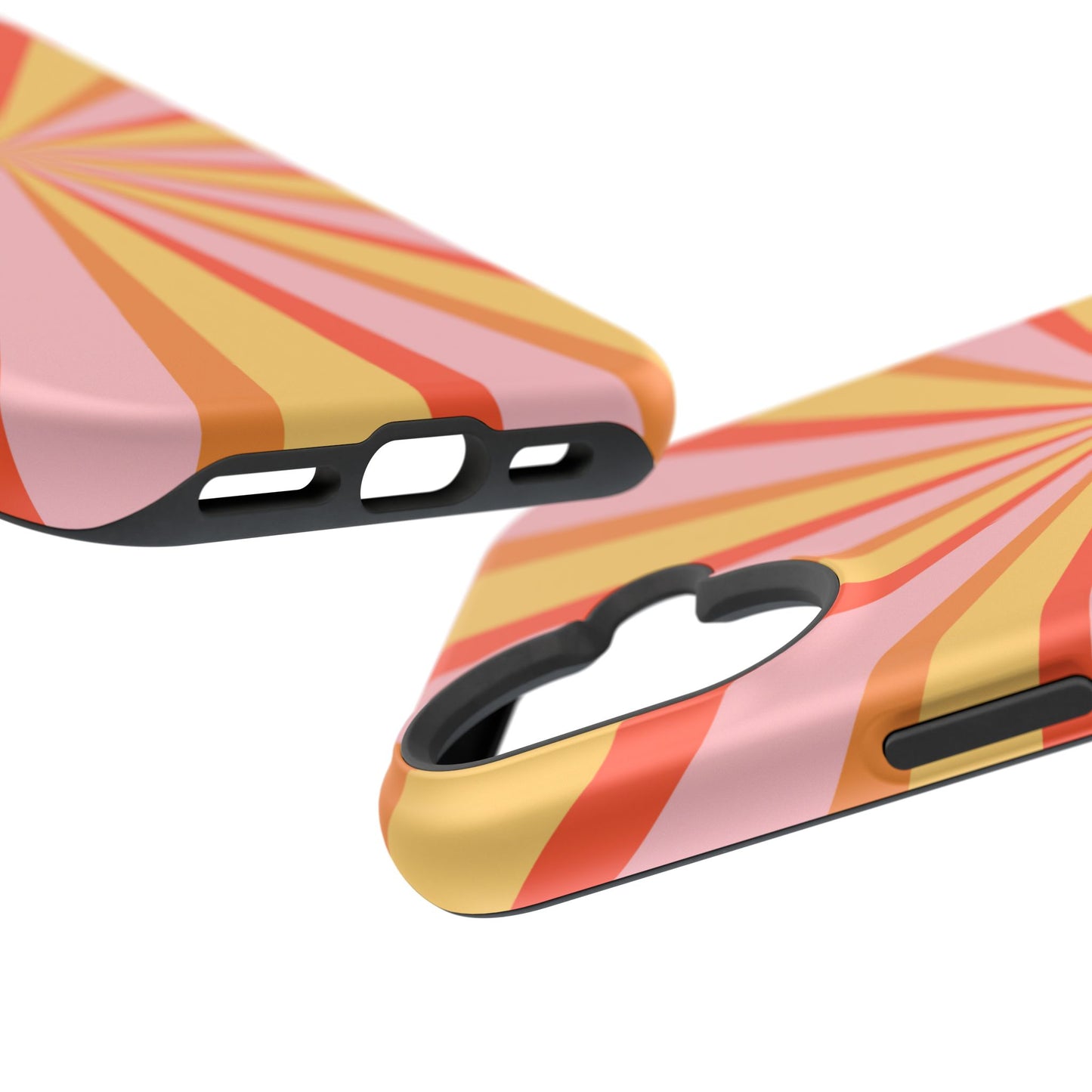 Bold Retro Sunburst MagSafe iPhone Case – Vibrant 70s-Inspired Rays in Orange, Pink, and Yellow