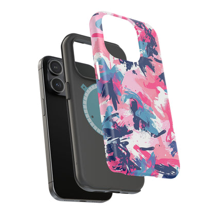 Vibrant Pink & Navy Abstract Splash – MagSafe iPhone Case